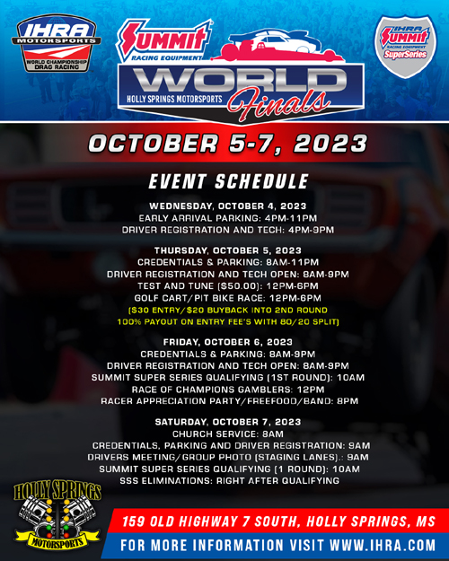 Schedule for IHRA Summit SuperSeries World Finals is Announced